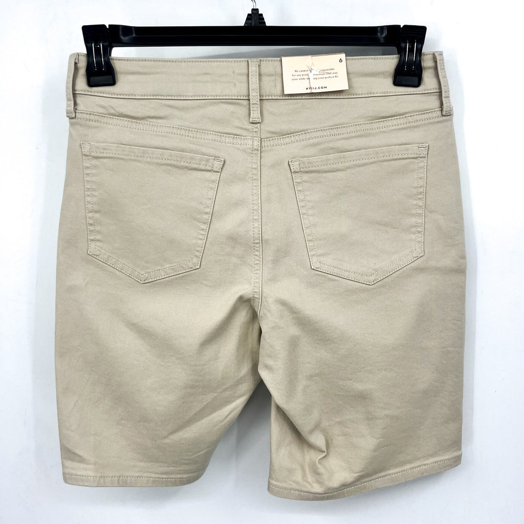NYDJ Women's Ella Denim Shorts Size 6 Feather Beige Side Seam Slit Bermuda NWT