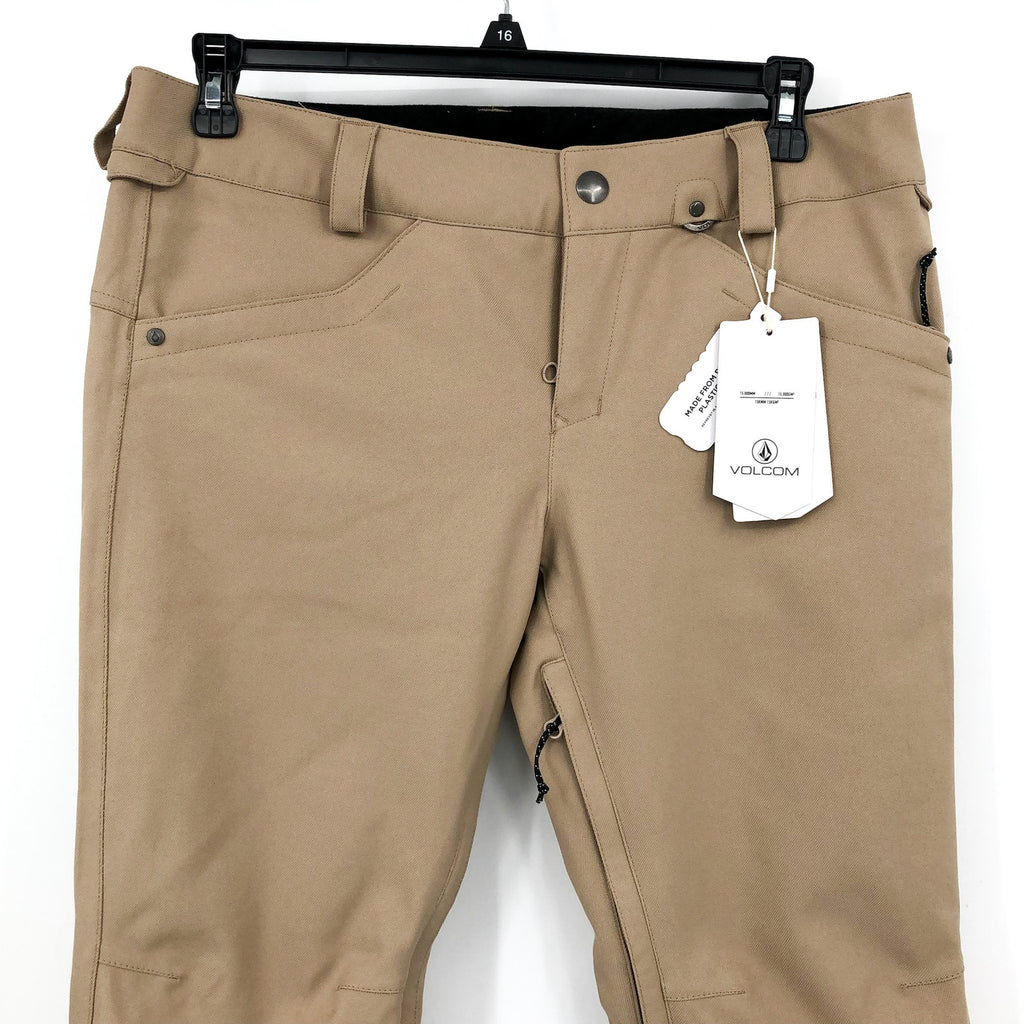 VOLCOM Women's Species Snowboard Pants Large Tan Brown Stretch Waterproof NWT