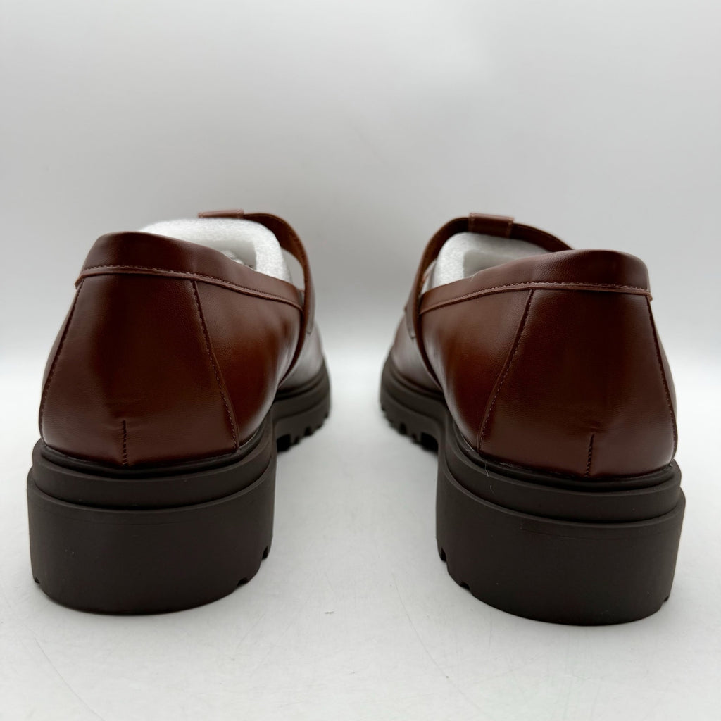 Bella Vita Womens Makell Lug Loafers US 11 WW Dark Tan Mary Jane NIB