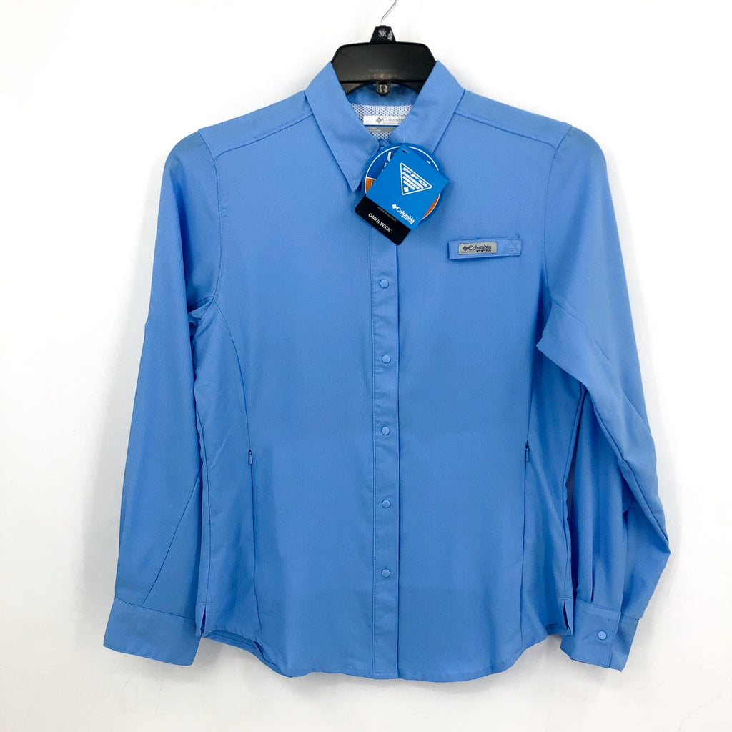 COLUMBIA Women's PFG Tamiami II Long Sleeve Shirt XS Blue UPF 40 NWT