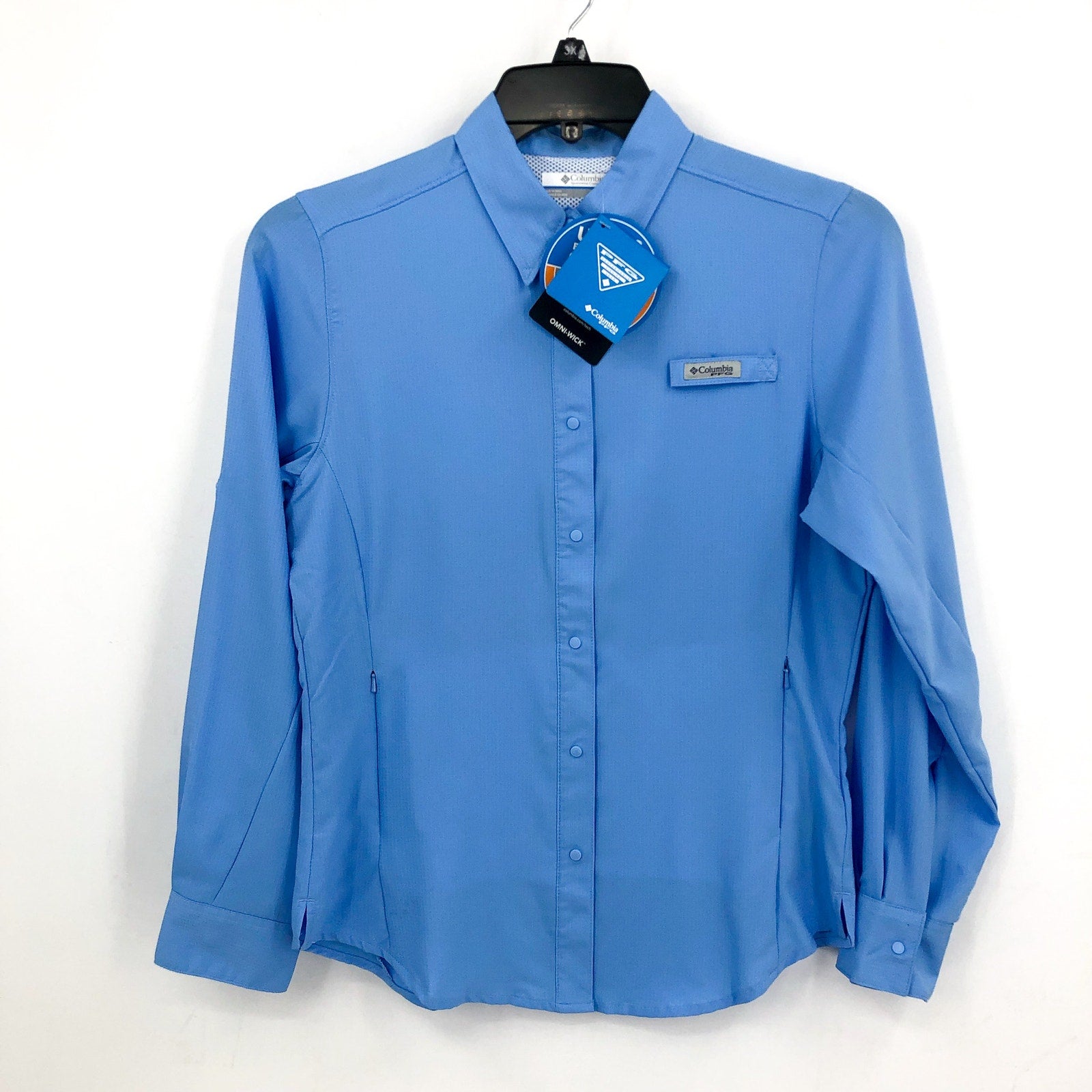 COLUMBIA Women's PFG Tamiami II Long Sleeve Shirt XS Blue UPF 40 NWT