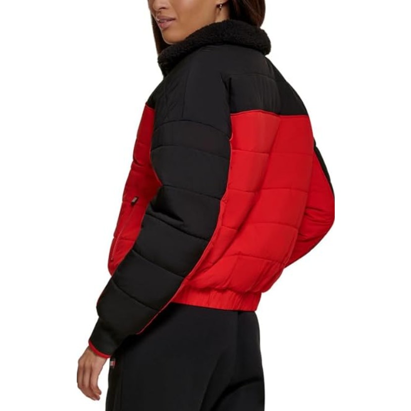 TOMMY HILFIGER SPORT Womens Reversible Track Jacket Small Red Black Sherpa NWT