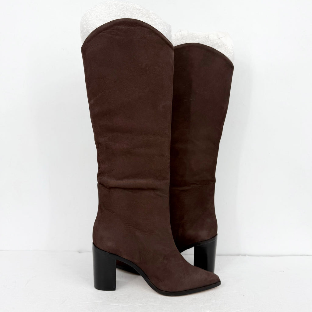 Schutz Women Maryana Knee High Heel Boots SIZE 5.5 M Brown Suede NIB