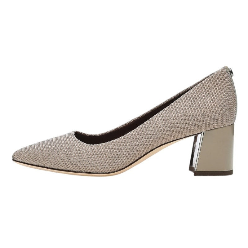 Donald Pliner Womens Suzette Heels Size 7.5 M Taupe Stretch Knit Pumps NIB
