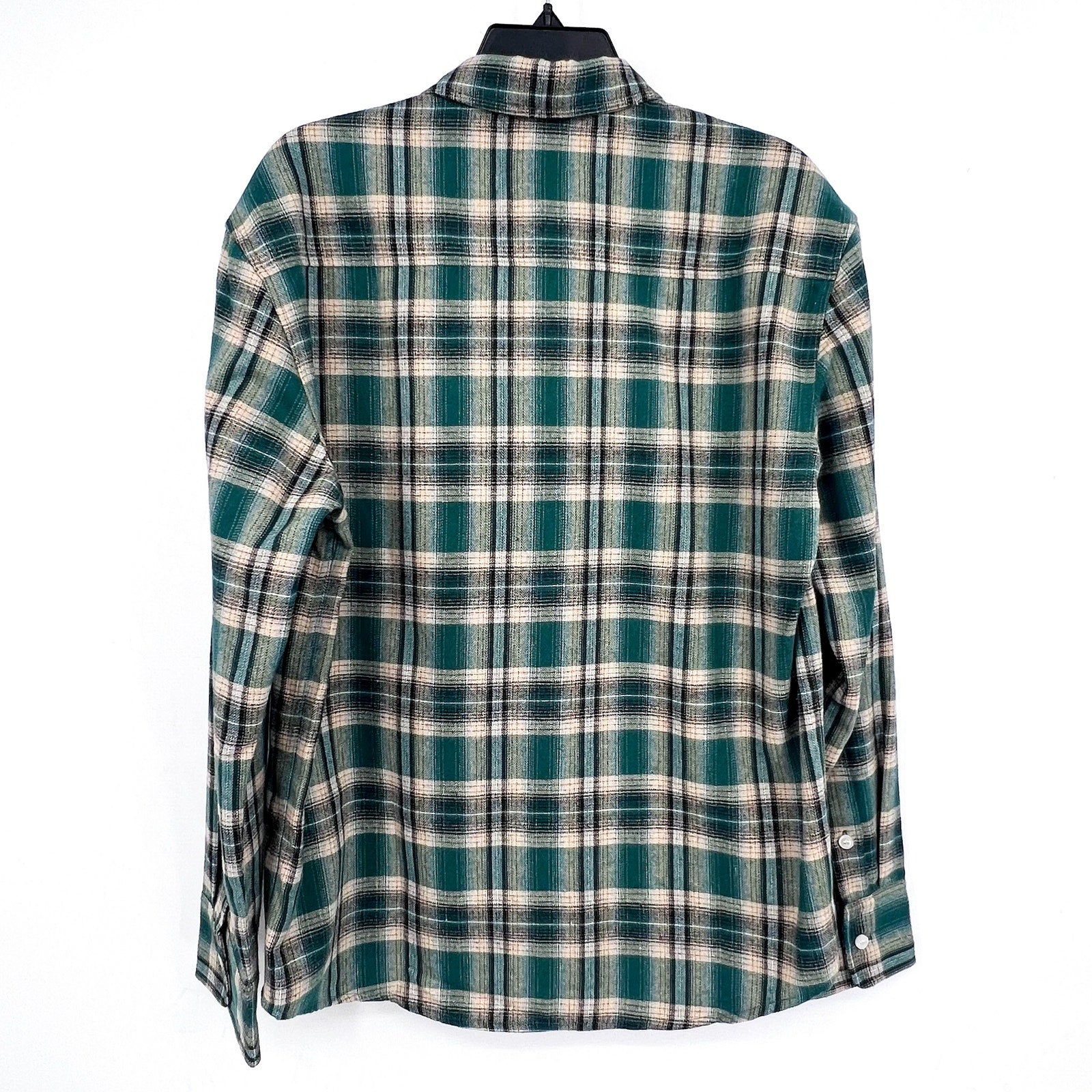 ADIDEM ASTERISKS Men's Button Down Flannel Shirt Small Green Plaid NWOT