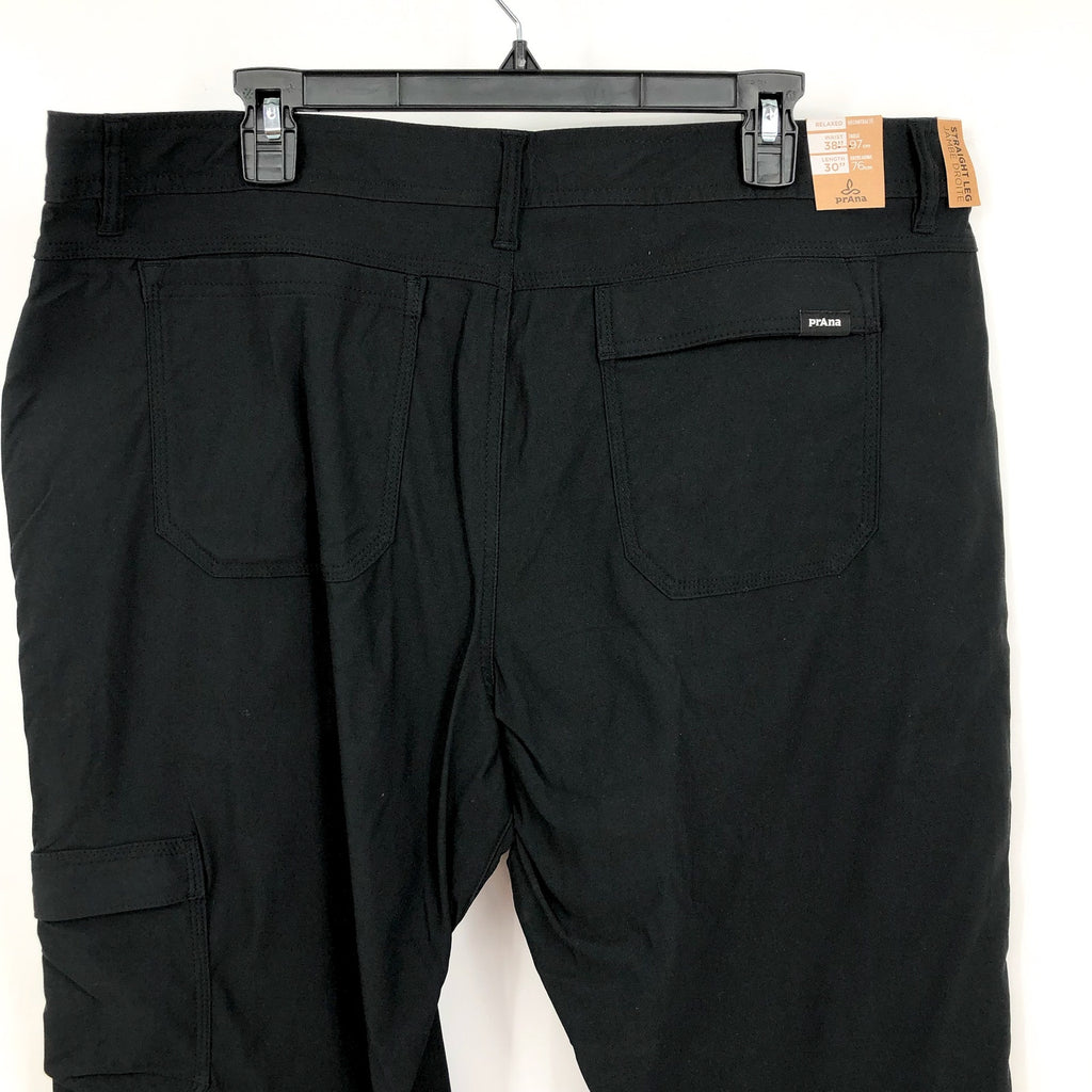 PRANA Men's Stretch Zion Pants II 38x30 Black Relaxed Fit Straight Leg NWT