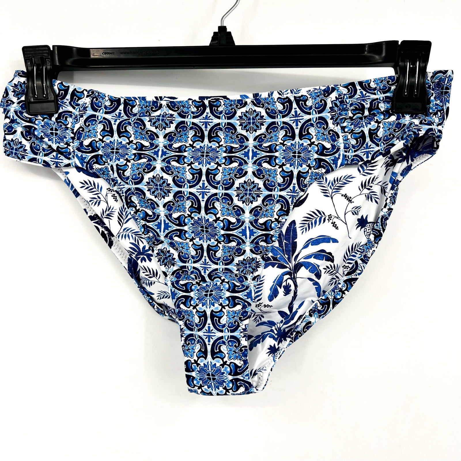 TOMMY BAHAMA Terrazzo Tile Reversible Hipster Bikini Bottom Large Blue Print NWT
