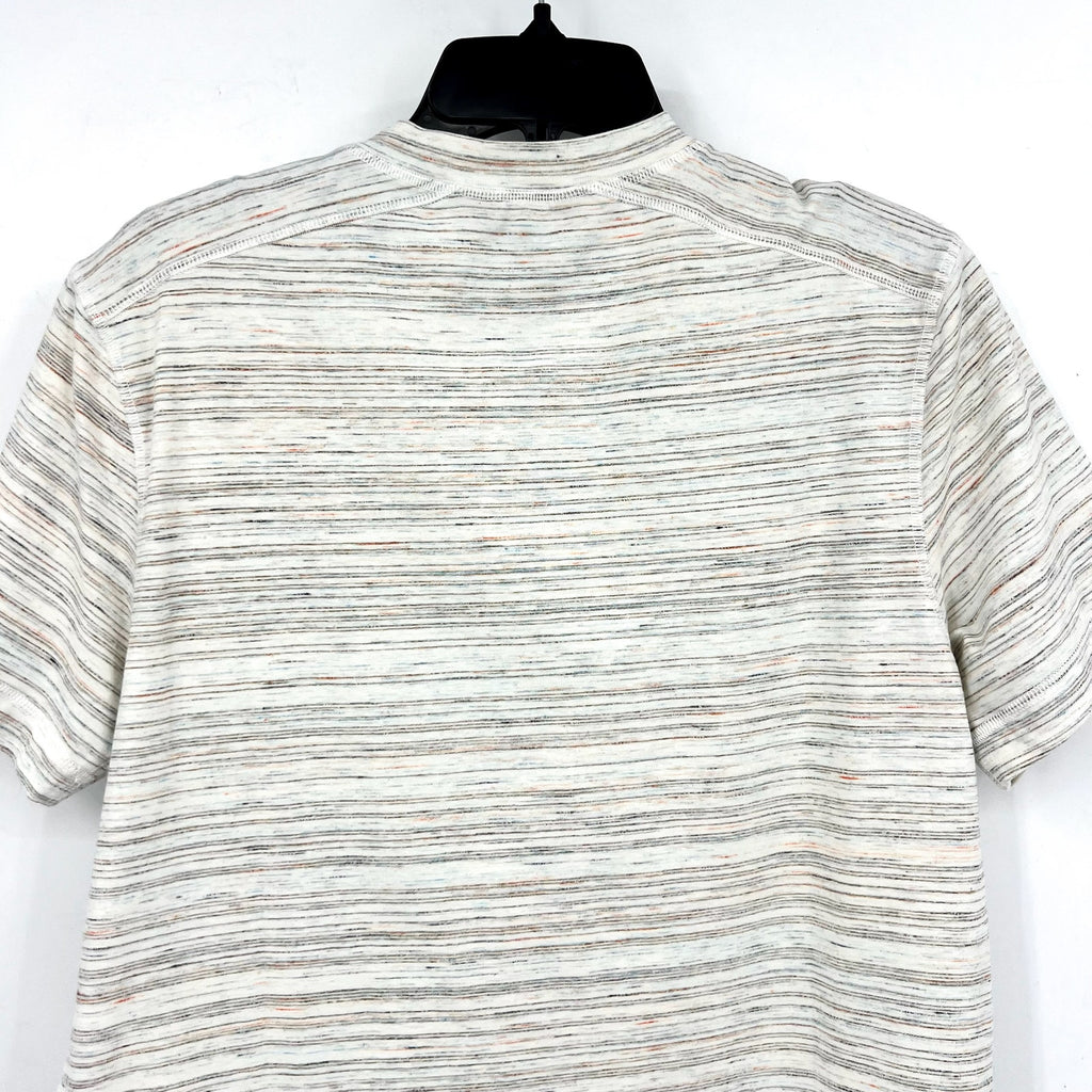 LIVERPOOL Men's Short Sleeve Henley Top Small Cream Space Dyed NWT