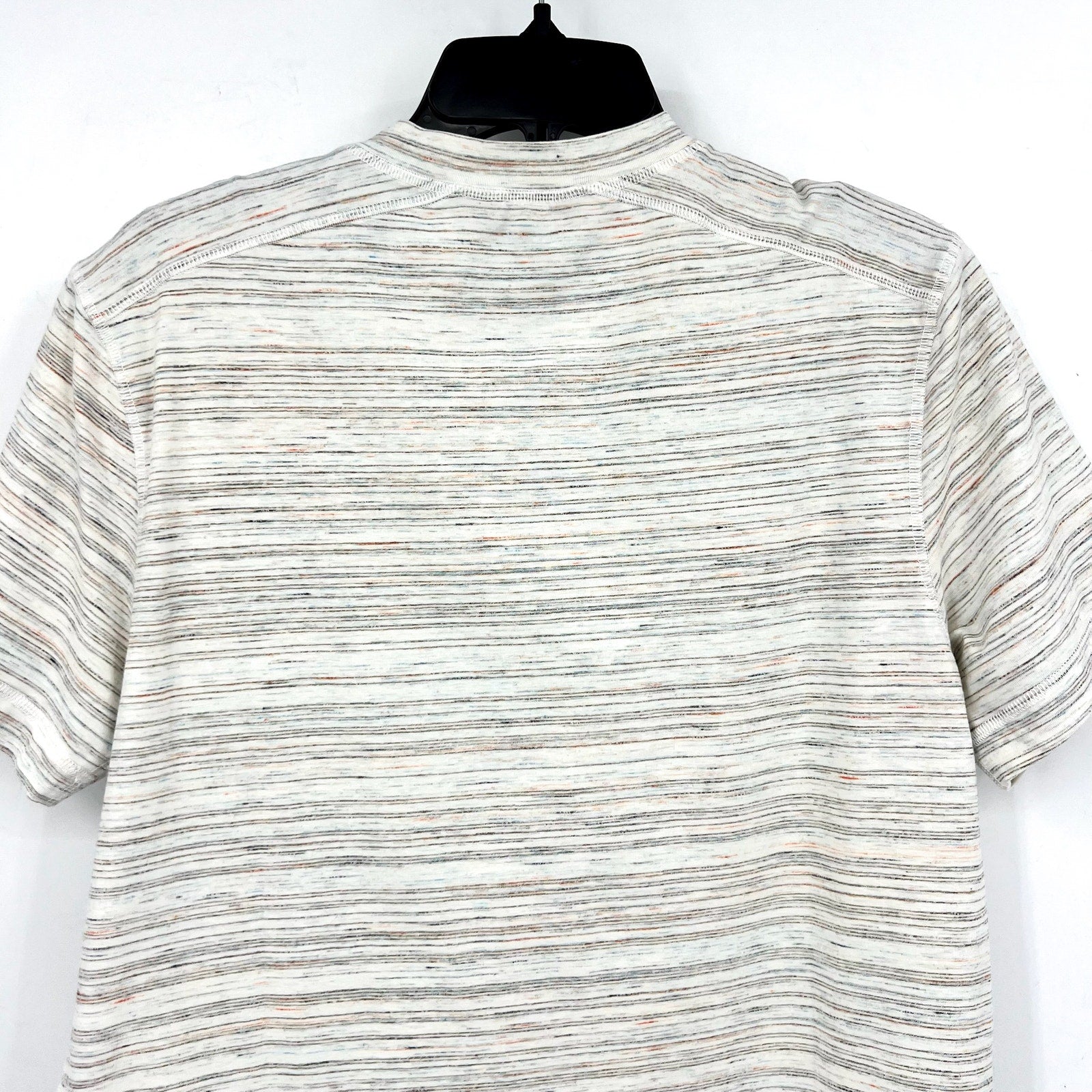 LIVERPOOL Men's Short Sleeve Henley Top Small Cream Space Dyed NWT