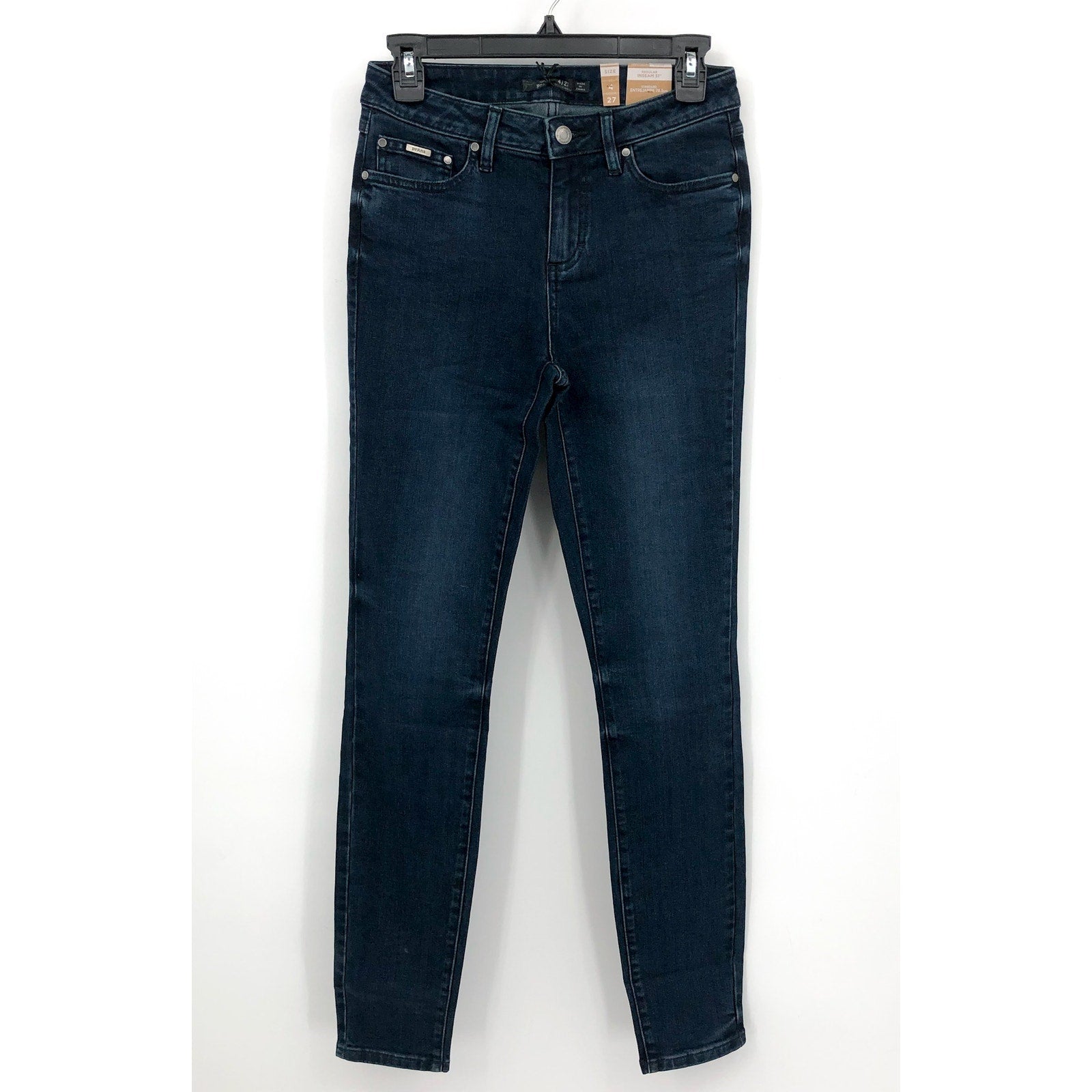 Prana Womens Sienna Skinny Jeans 27x31 US 4 Deep Blue Stretch Denim Mid Rise NWT