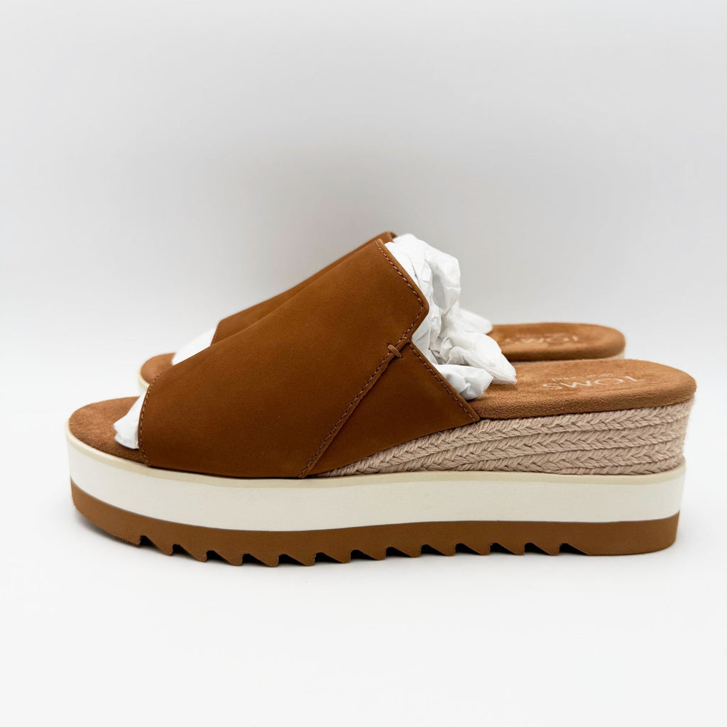 TOMS Womens Diana Mule Platform Wedge Sandals Size 8 EU 38.5 Brown Sugar NIB