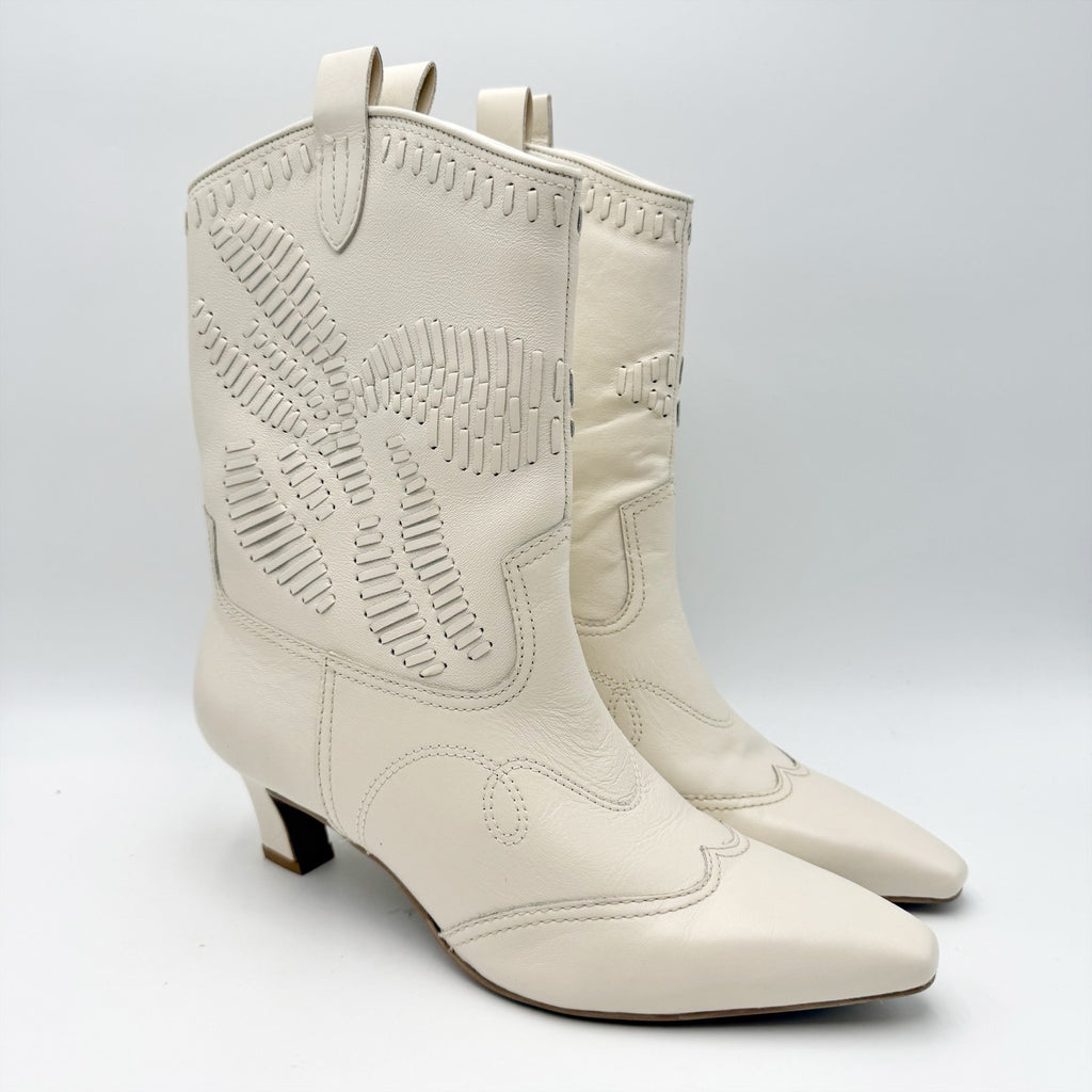 Dolce Vita Womens Tavla Short Western Boots Size 8.5 M Off White Leather NWOB
