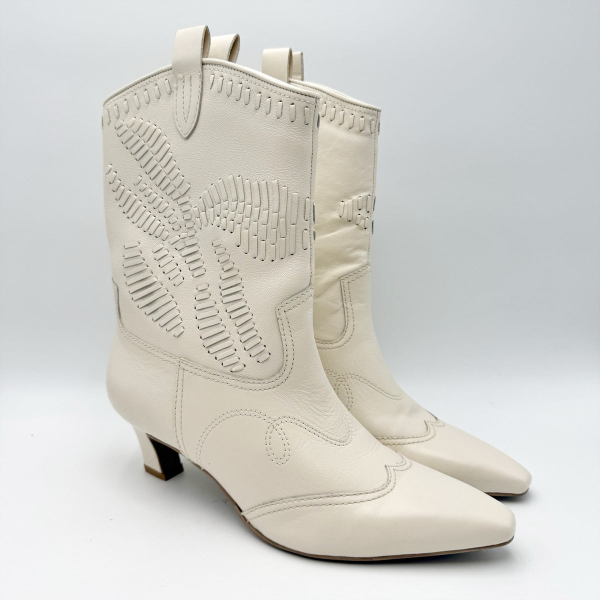 Dolce Vita Womens Tavla Short Western Boots Size 8.5 M Off White Leather NWOB