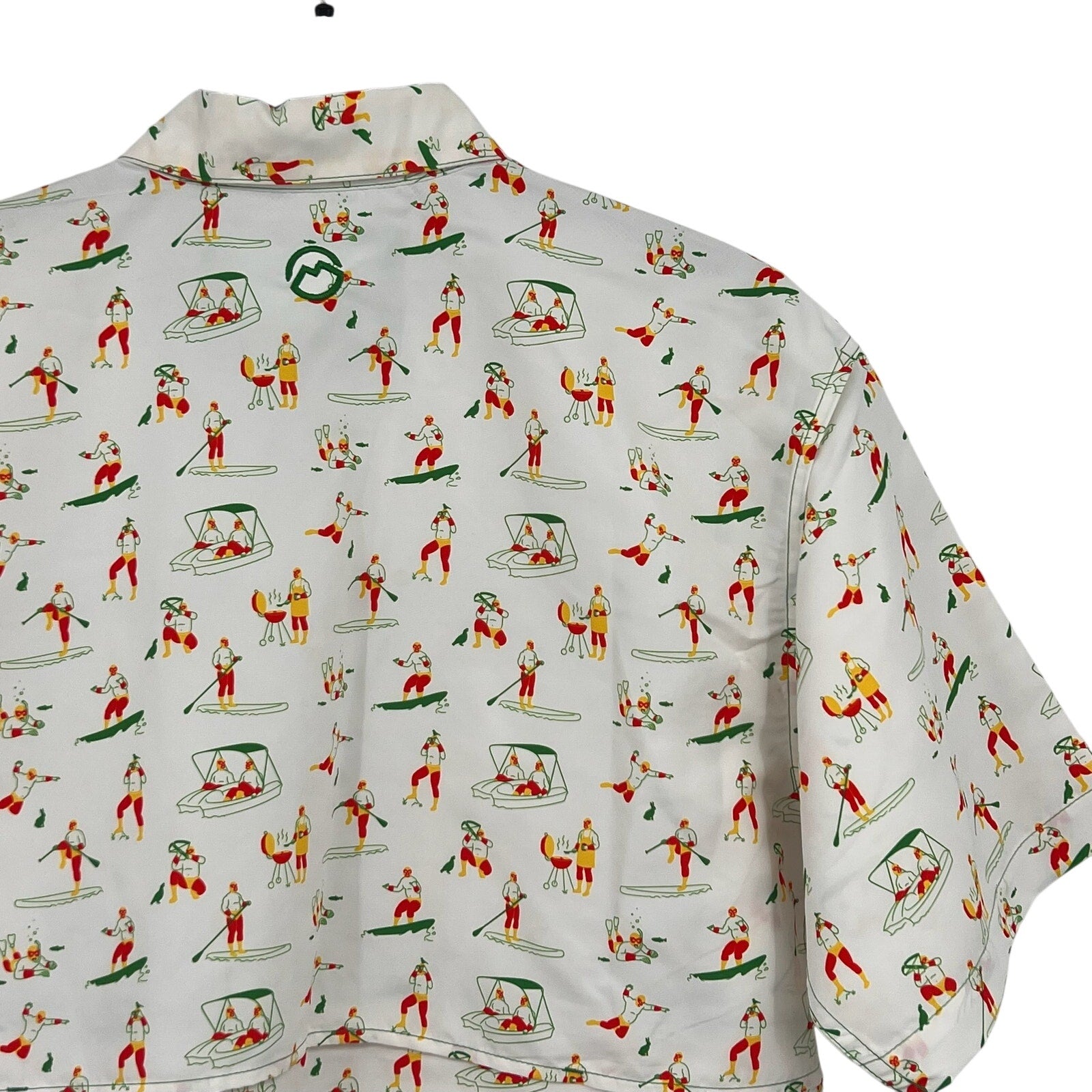 MAGELLAN OUTDOORS Laguna Madre Luchador Fishing Shirt Small White Multi NWOT