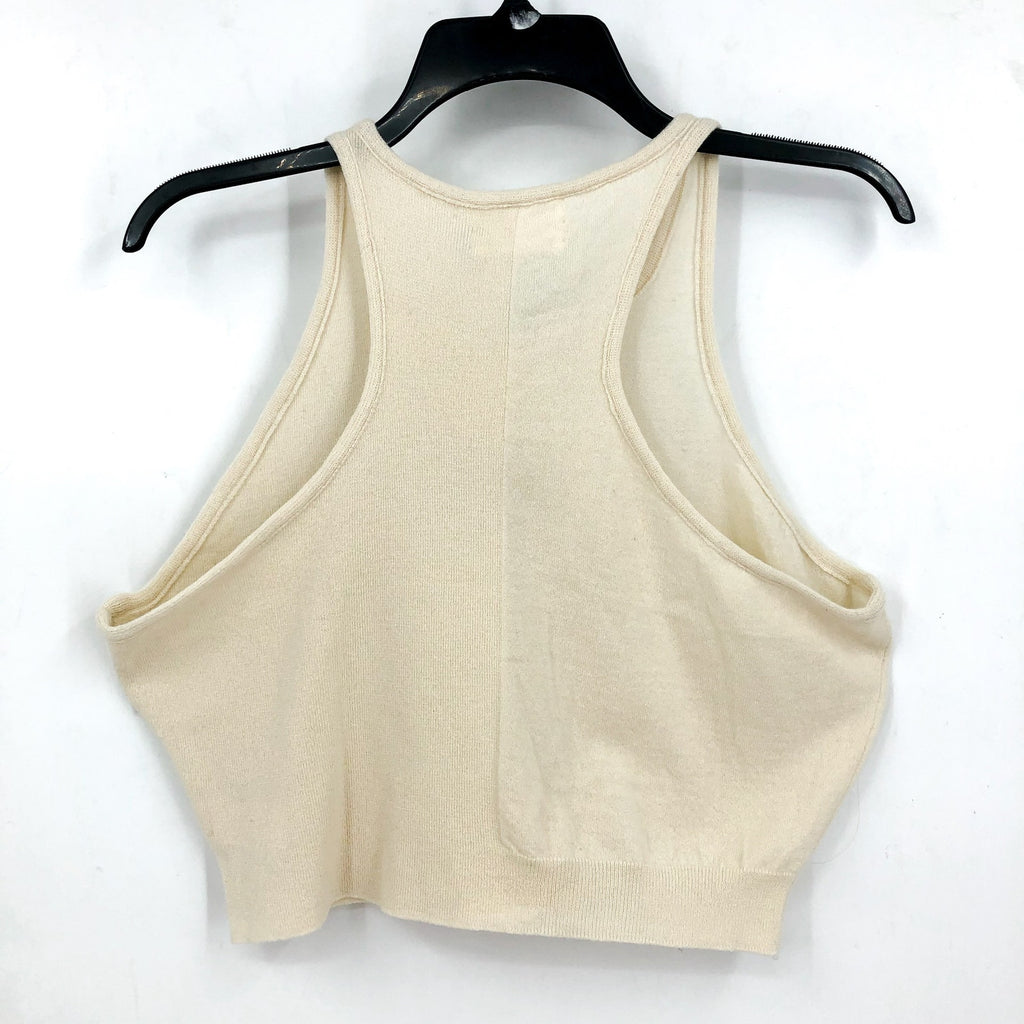 ACTIVE CASHMERE Women's Cashmere Crop Tank Top XL Cream Racerback NWT