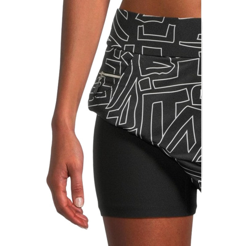 JAMIE SADOCK Women's 16" Hieroglyphics Skort Large Jet Black Print SPF NWT