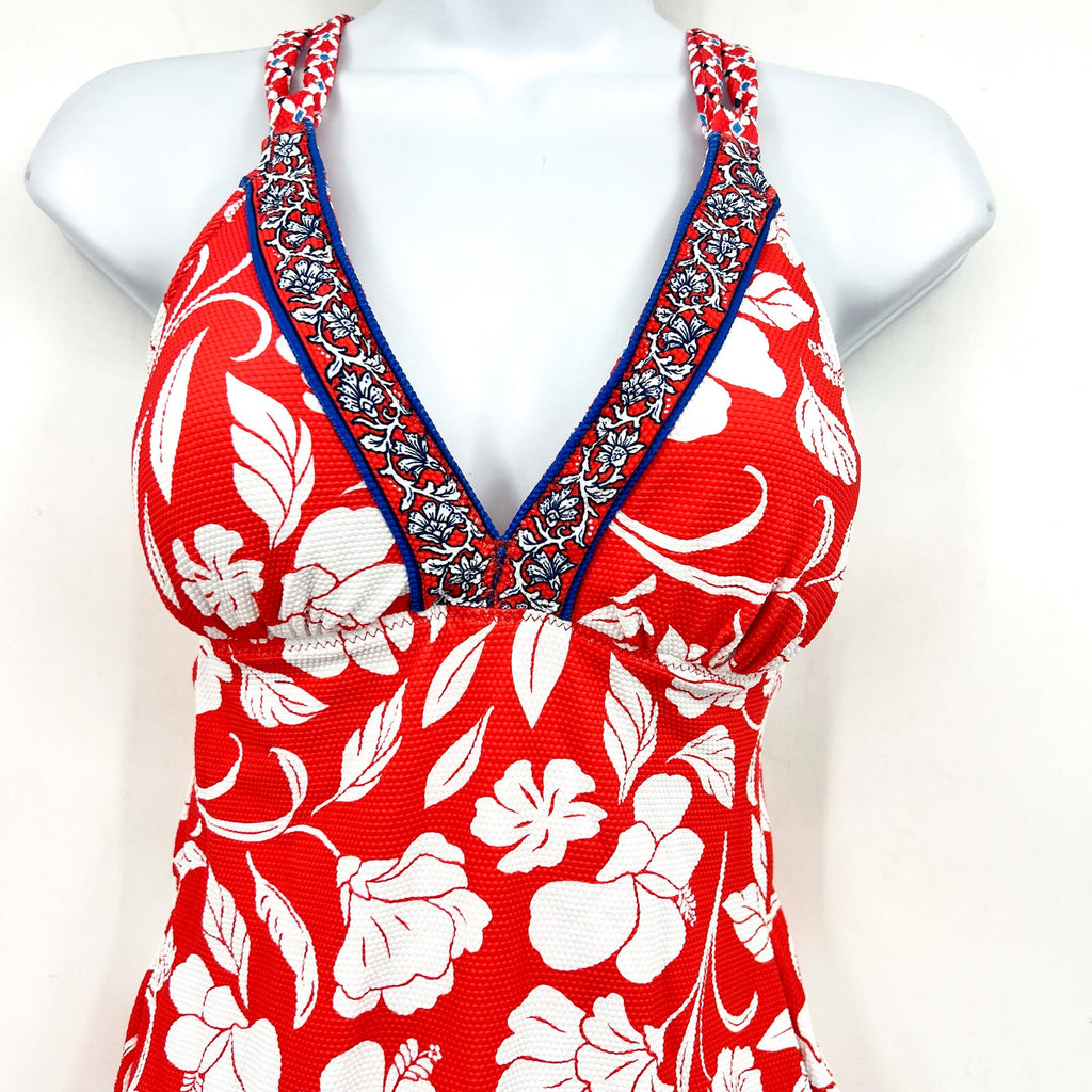 TOMMY BAHAMA Island Cays Fiori Reversible Tankini Top Medium Pink Coral NWT