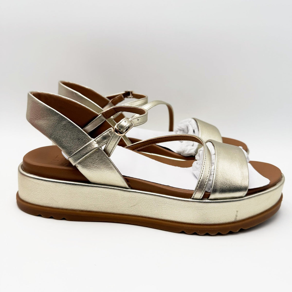 Naturalizer Womens Zayda Platform Sandals Size 7.5 EU 38 Gold Champagne NIB