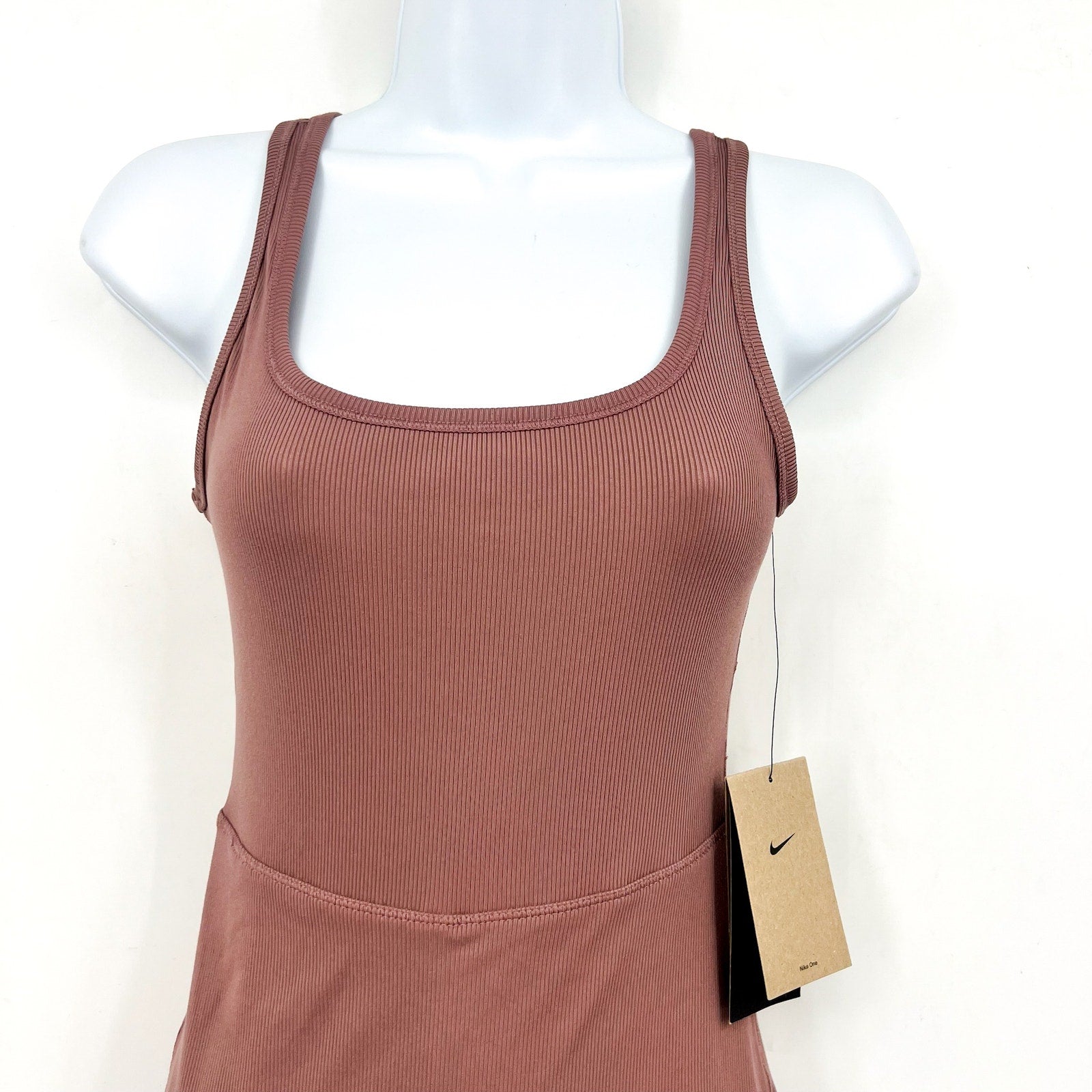 NIKE Women's One Dri-fit Scoop Neck Tank Dress XS Pink Smokey Mauve Skort NWT