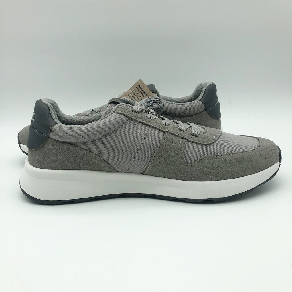 Toms Mens TRVL LITE Retro Runner Sneakers Size 9 Drizzle Grey Suede Twill NIB