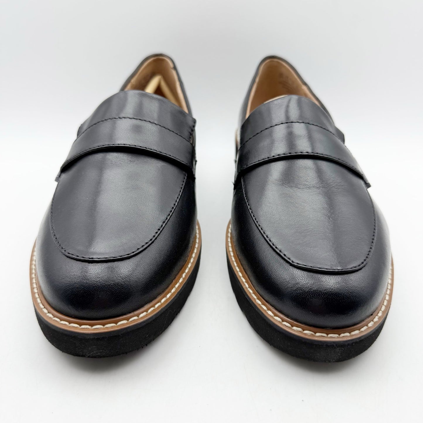 Naturalizer Womens Adiline Flat Loafers US 9 XW EU 40 Black Leather Slip On NIB