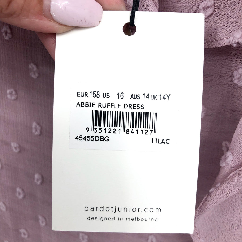 BARDOT JUNIOR Girl's Abbie Ruffle Flare Dress 16 Junior Purple Lilac NWT
