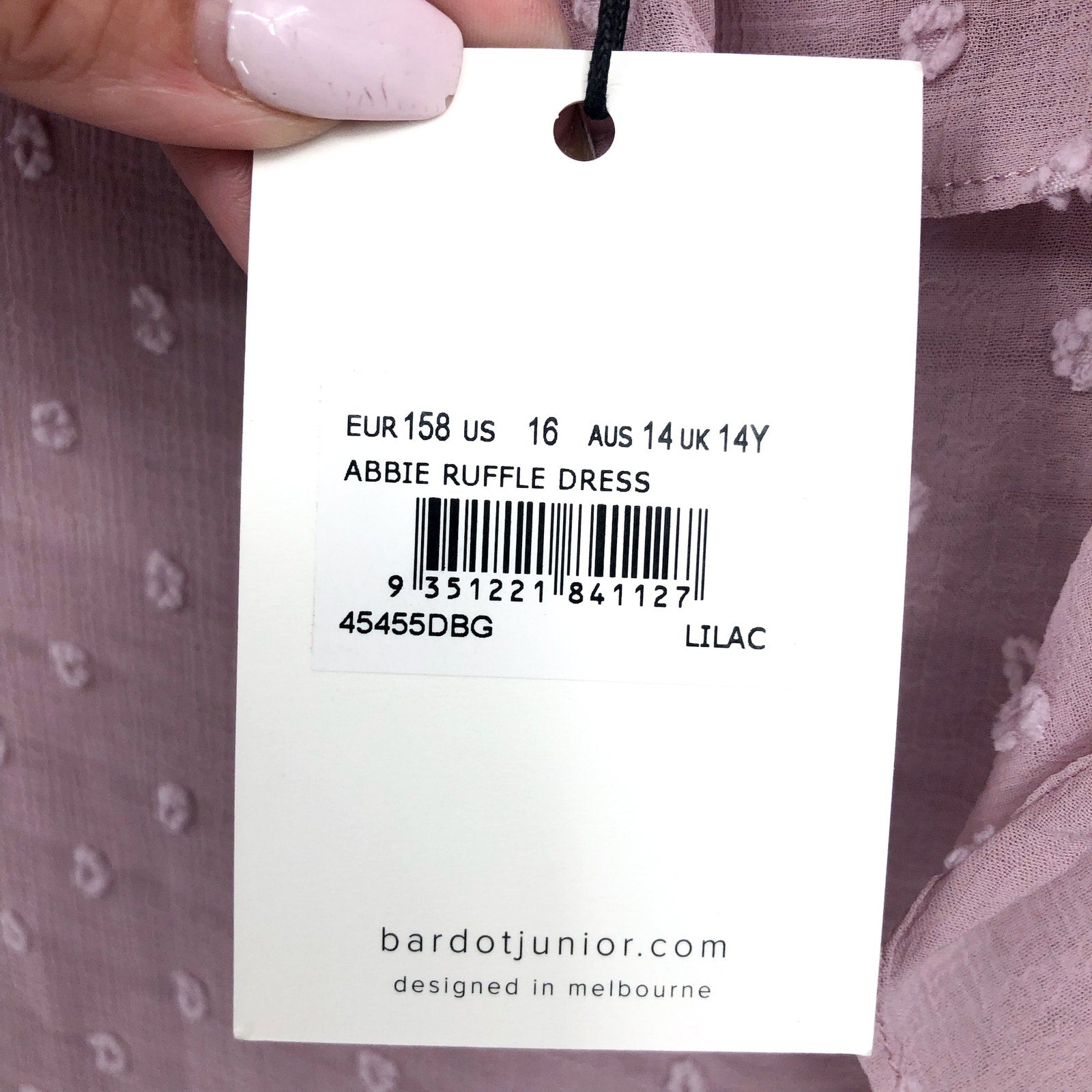 BARDOT JUNIOR Girl's Abbie Ruffle Flare Dress 16 Junior Purple Lilac NWT
