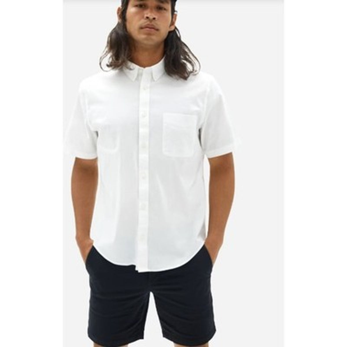 Everlane Mens Performance Air Oxford Shirt XS White Short-Sleeve Slim Fit NWT