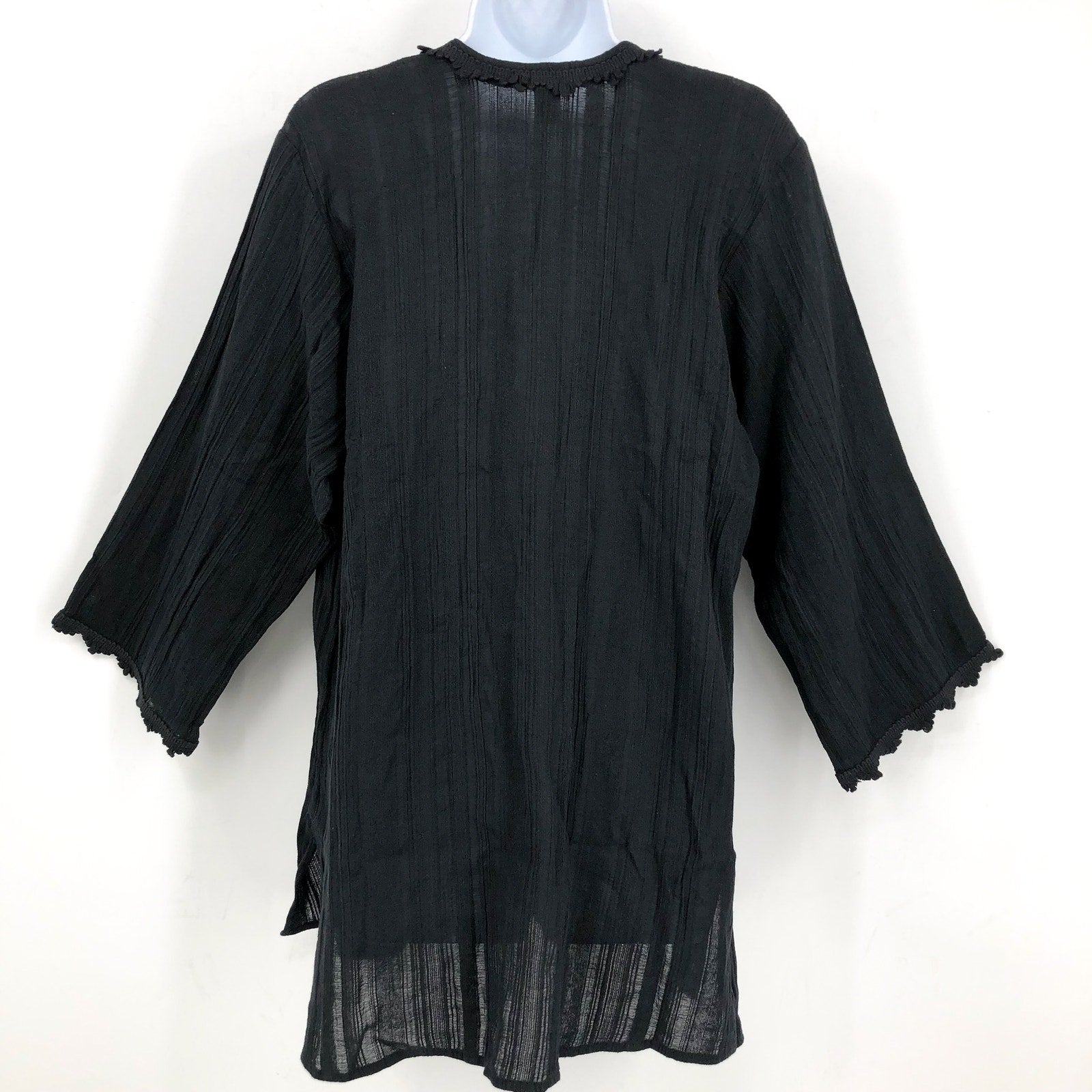 ROBIN PICCONE Women's Jo Tunic Cover Up Small Black 3/4 Sleeves Lace Vneck NWOT