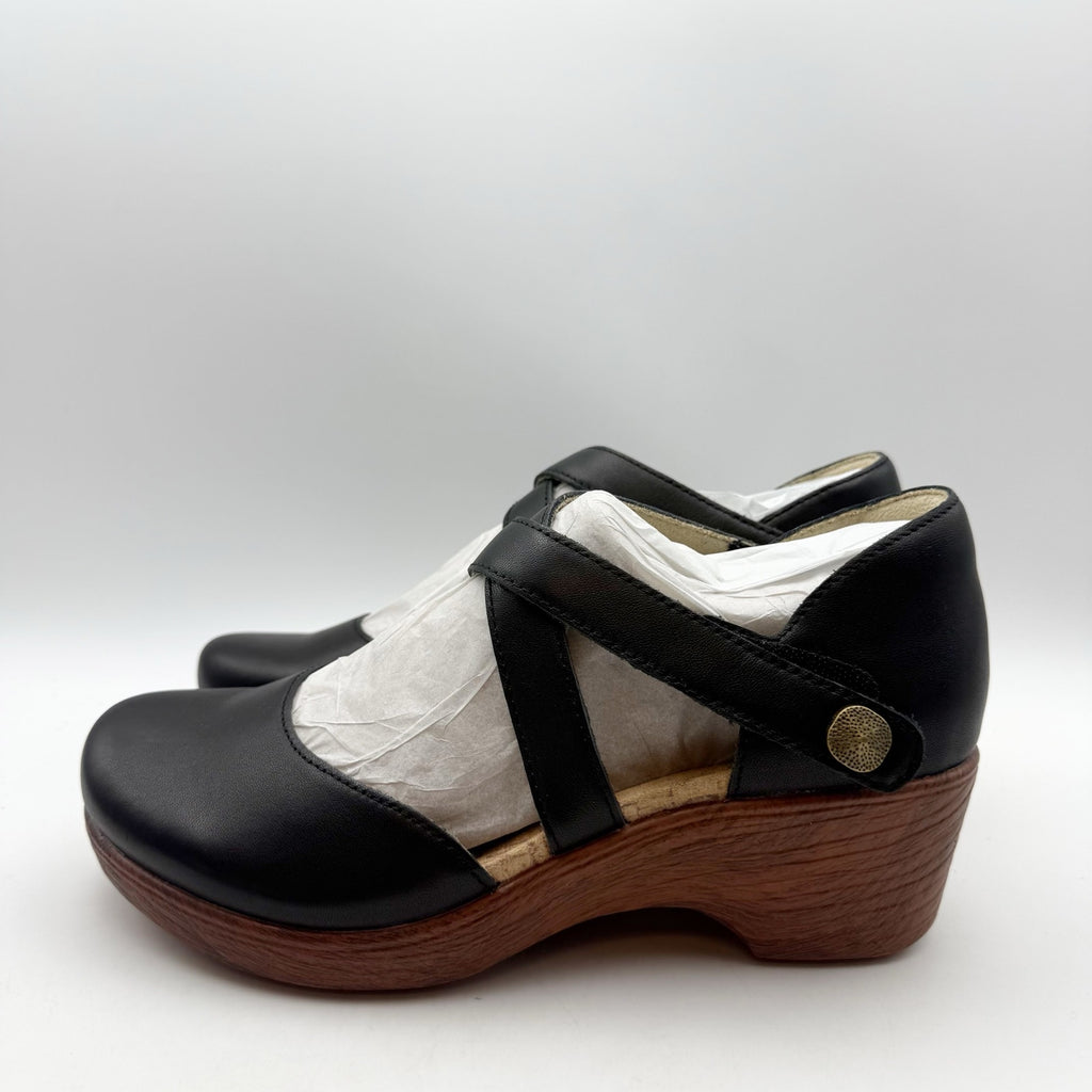 Alegria Womens Savina Clogs EU 37 US 7-7.5 Black Leather Slip Resistant NIB