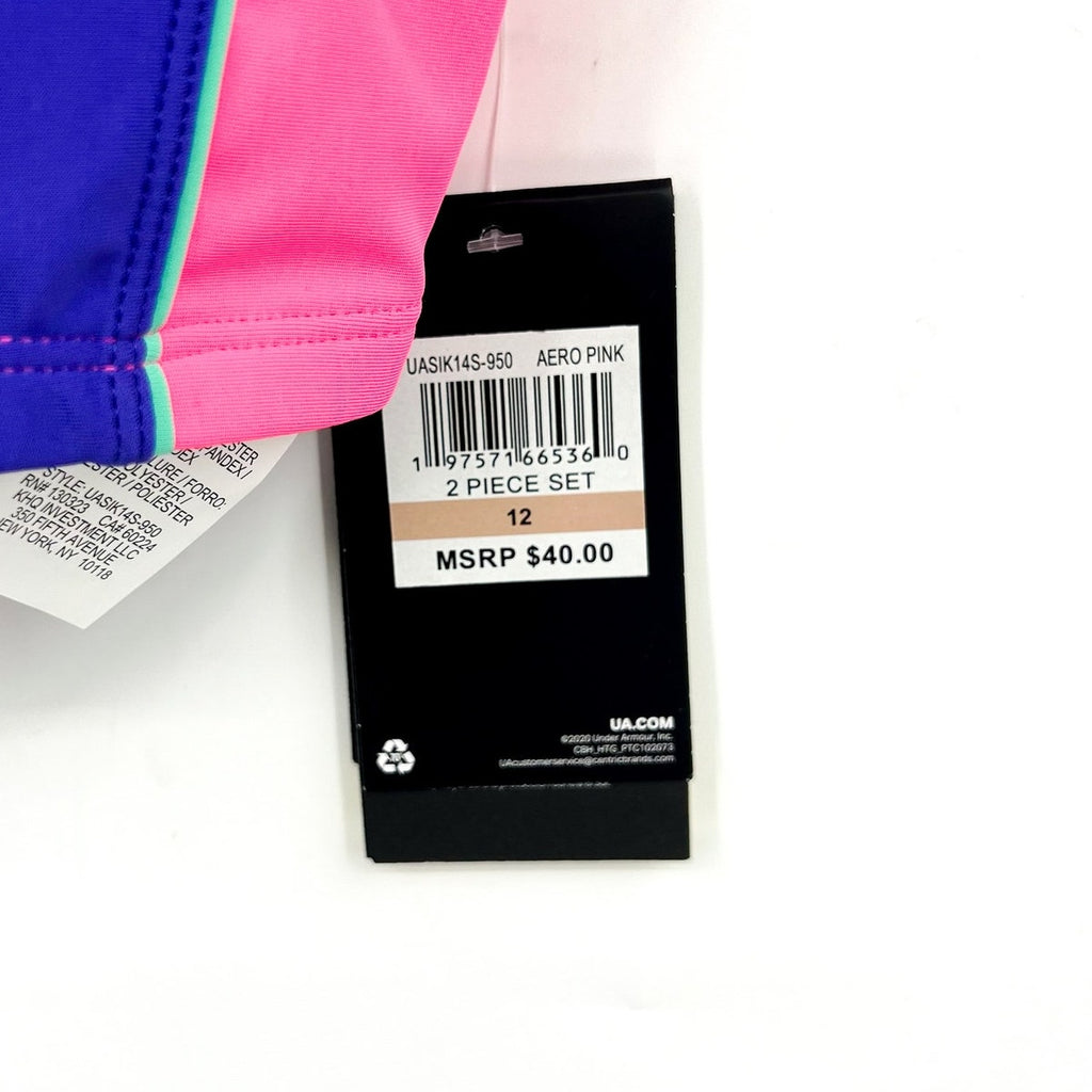 UNDER ARMOUR Girls Tankini & Hipster Bikini Swimsuit Size 12 Pink Blue NWT