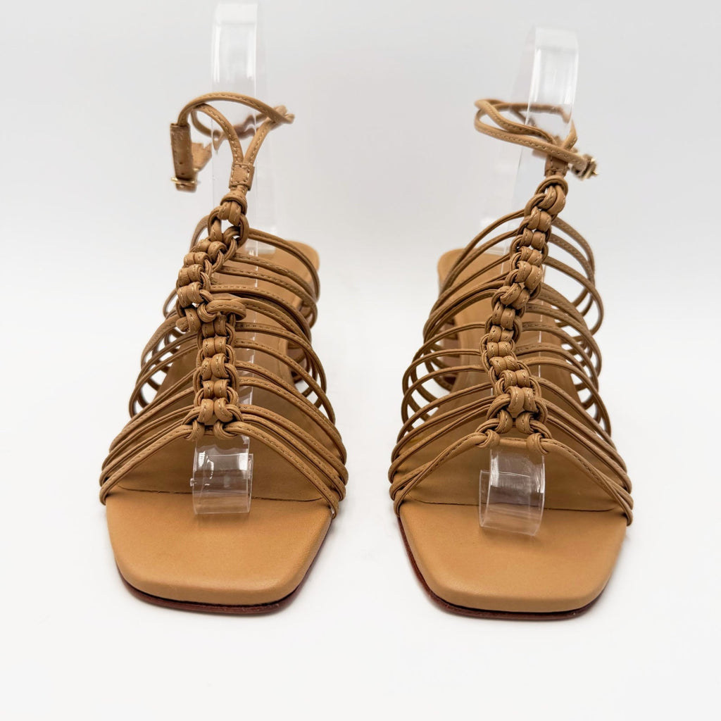 Bernardo Womens Briga Strappy Block Heel Sandals Size 6.5 Tan Dune Leather NWOB