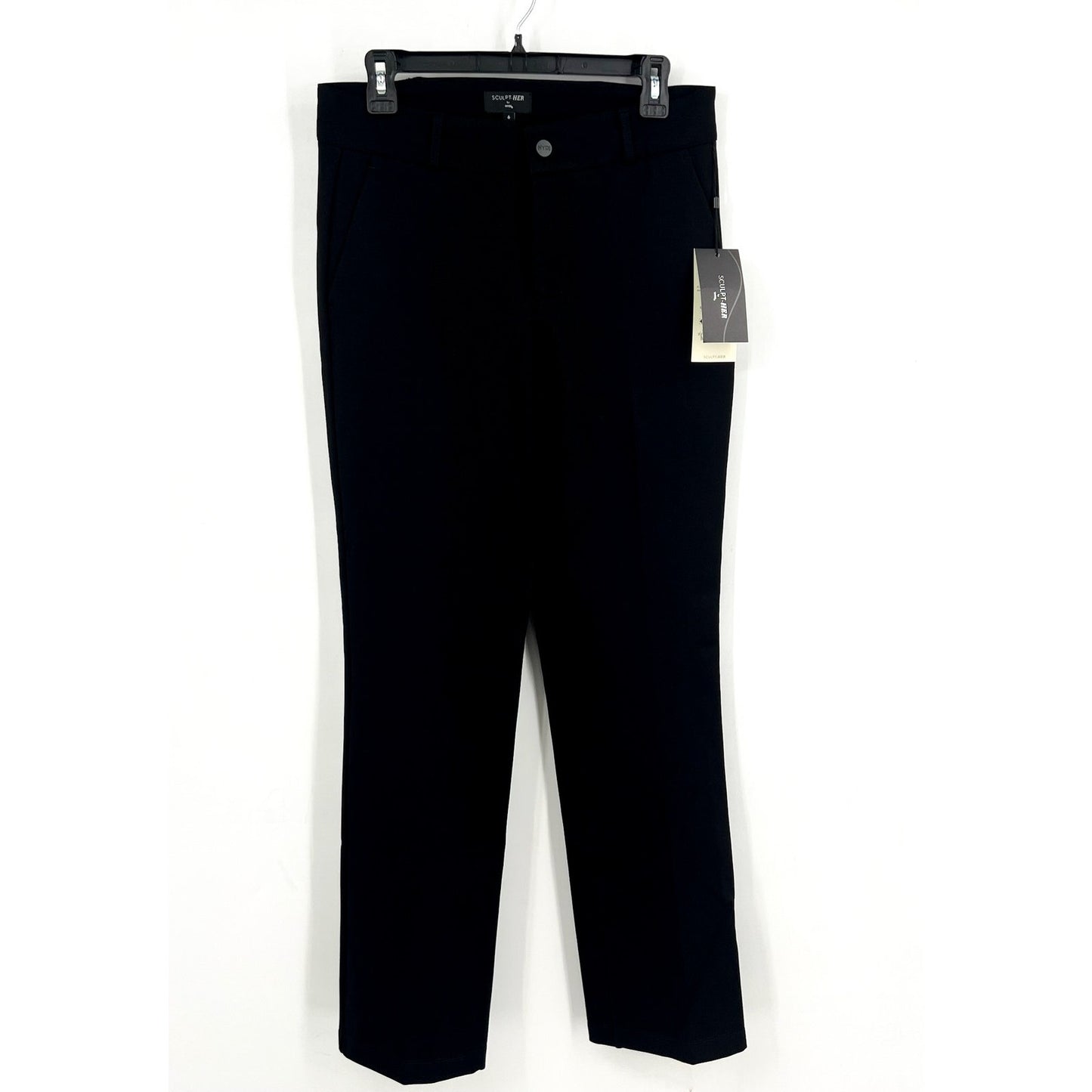 NYDJ Women's Classic Sculpt-Her Trouser Pants Size 6 Black Stretch Ponte NWT