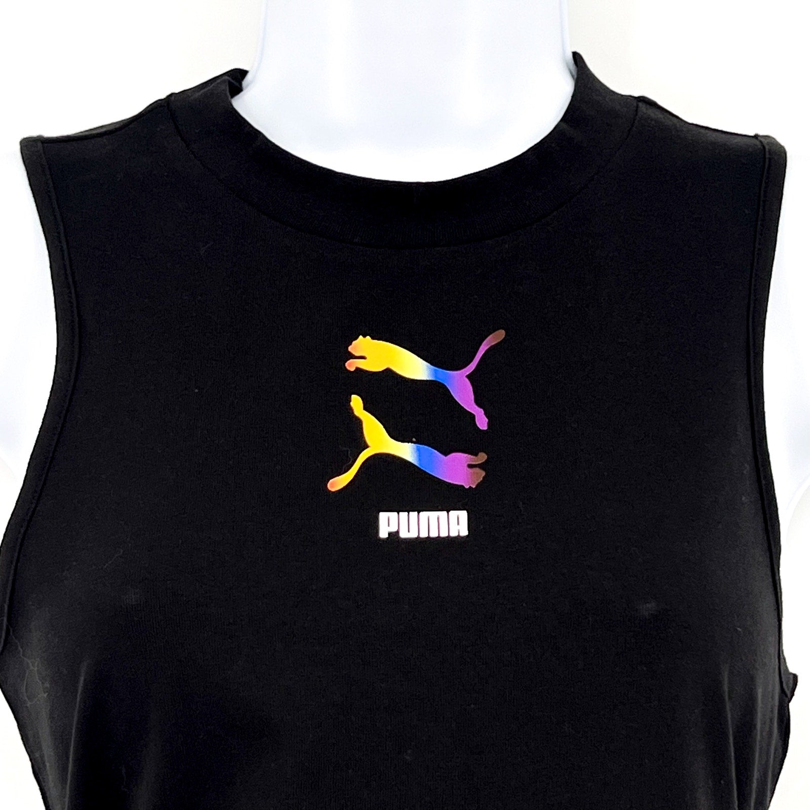 PUMA Women's Sleeveless Pride Bodysuit Large Black Multicolor Round Neck NWT