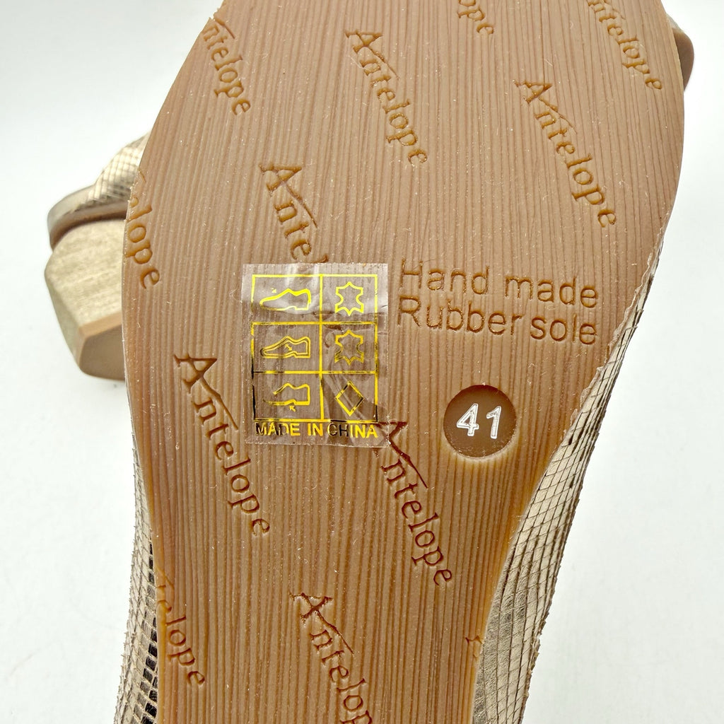 Antelope Womens Penni Mule Heels EU 41 US 10-10.5 Gold Leather NWOB