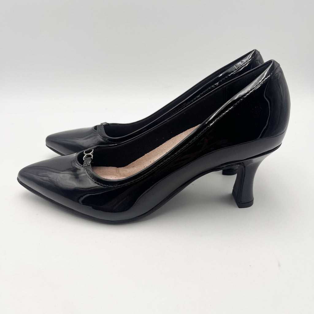 Clarks Womens Kataleyna West Heels Size 7 M Black Patent Leather Pumps NIB