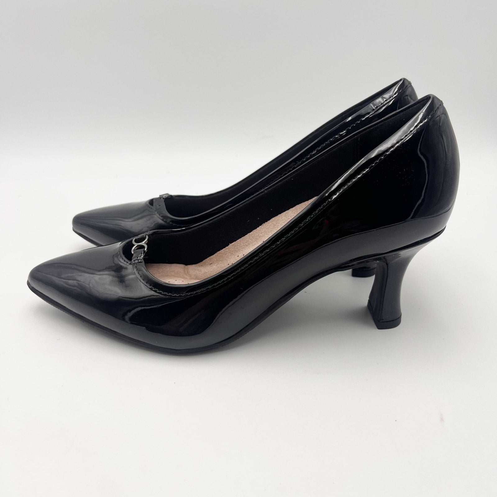 Clarks Womens Kataleyna West Heels Size 7 M Black Patent Leather Pumps NIB