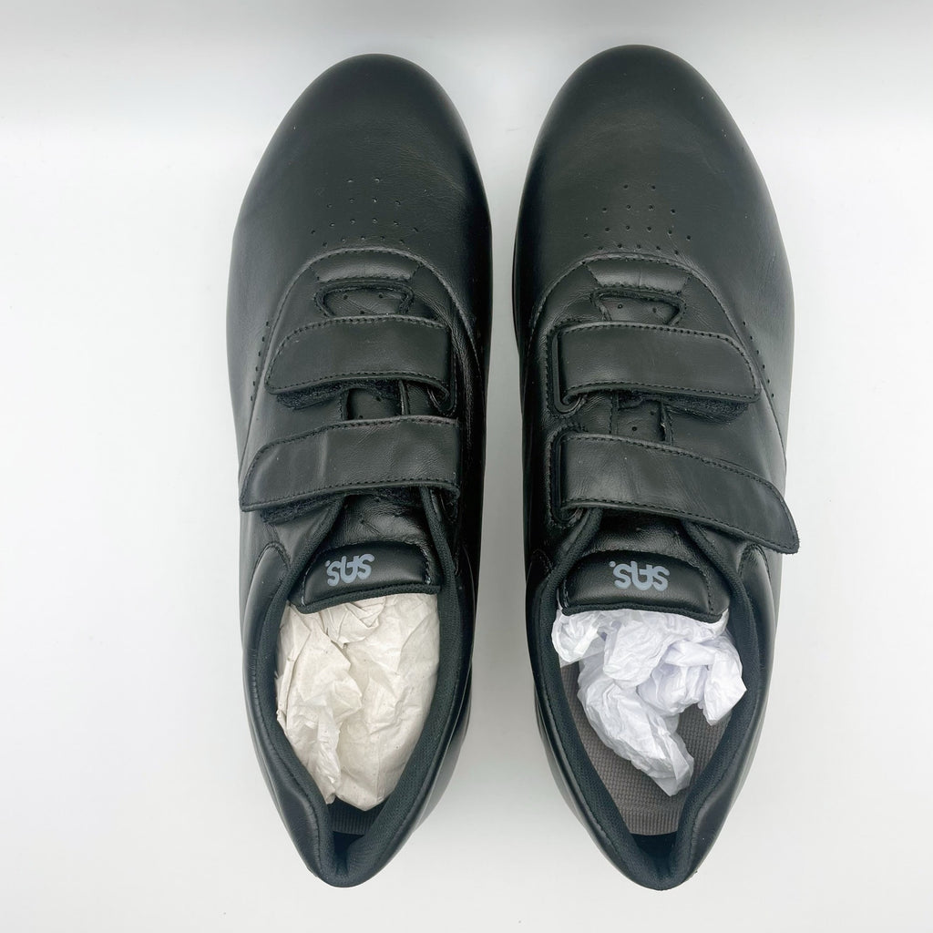 SAS Womens Me Too Adjustable Comfort Shoes US 11.5 WW EU 42 Black Leather NIB