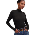 MADEWELL Women's Drapey Rib Long-Sleeve Mockneck Top Medium Jet Black NS610 NWT