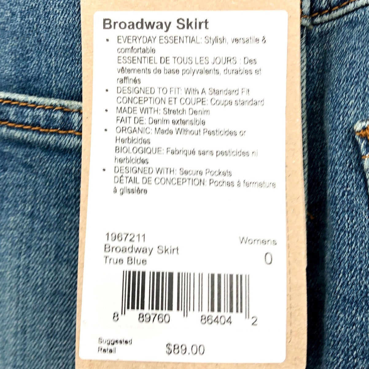 PRANA Women's Broadway Denim Pencil Skirt Size 0 True Blue Organic Stretch NWT