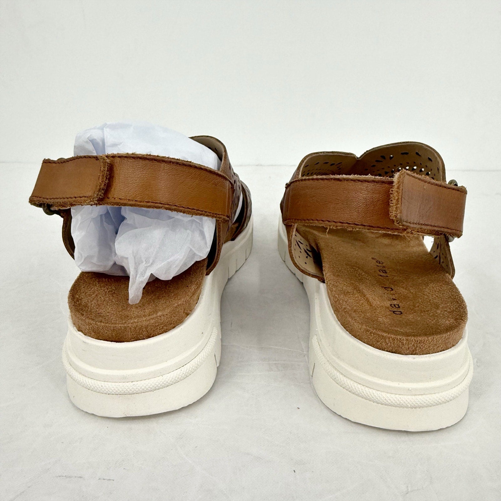 David Tate Womens Mindy Wedge Sandals US 5 M Dark Brown Leather NIB