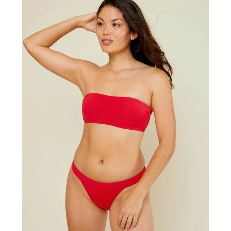 ANDIE SWIM Women's The Banded Cheeky Bikini Bottom XXL Flat Cherry Red NWT