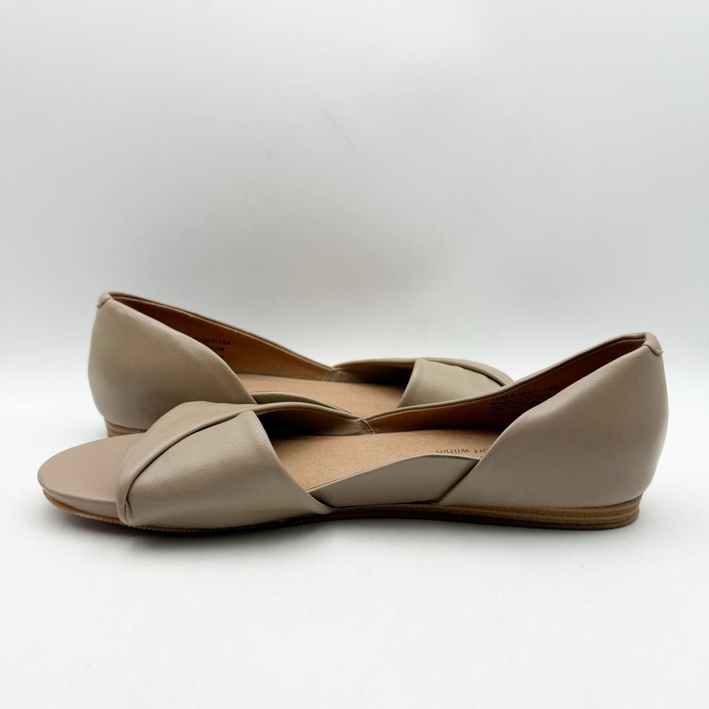 SoftWalk Womens Cypress Slip On Flats US 10 M Tan Beige Leather Open Toe NWOB