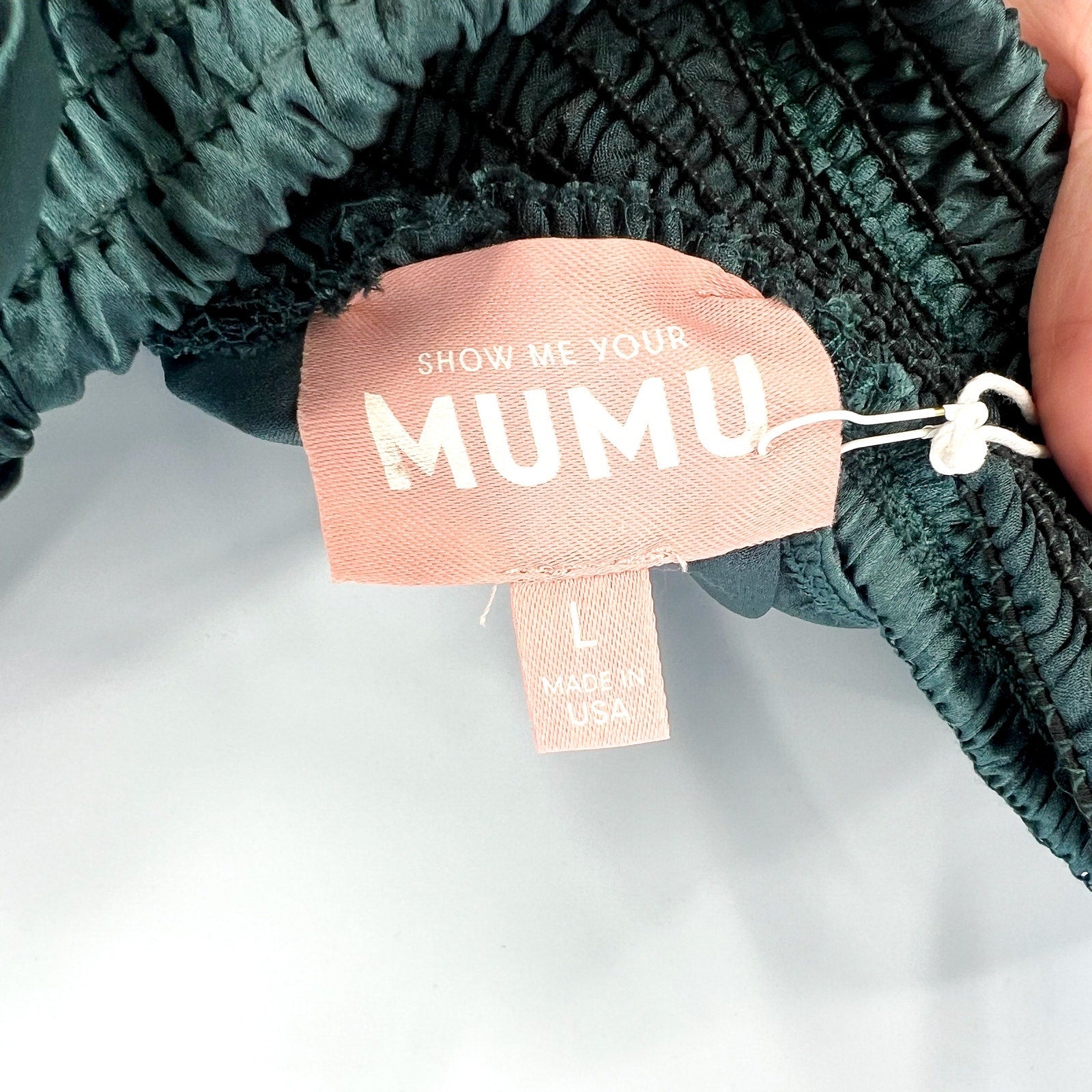SHOW ME YOUR MUMU Women Codie Cut Out Dress Large Jade Luxe Satin Sleeveless NWT