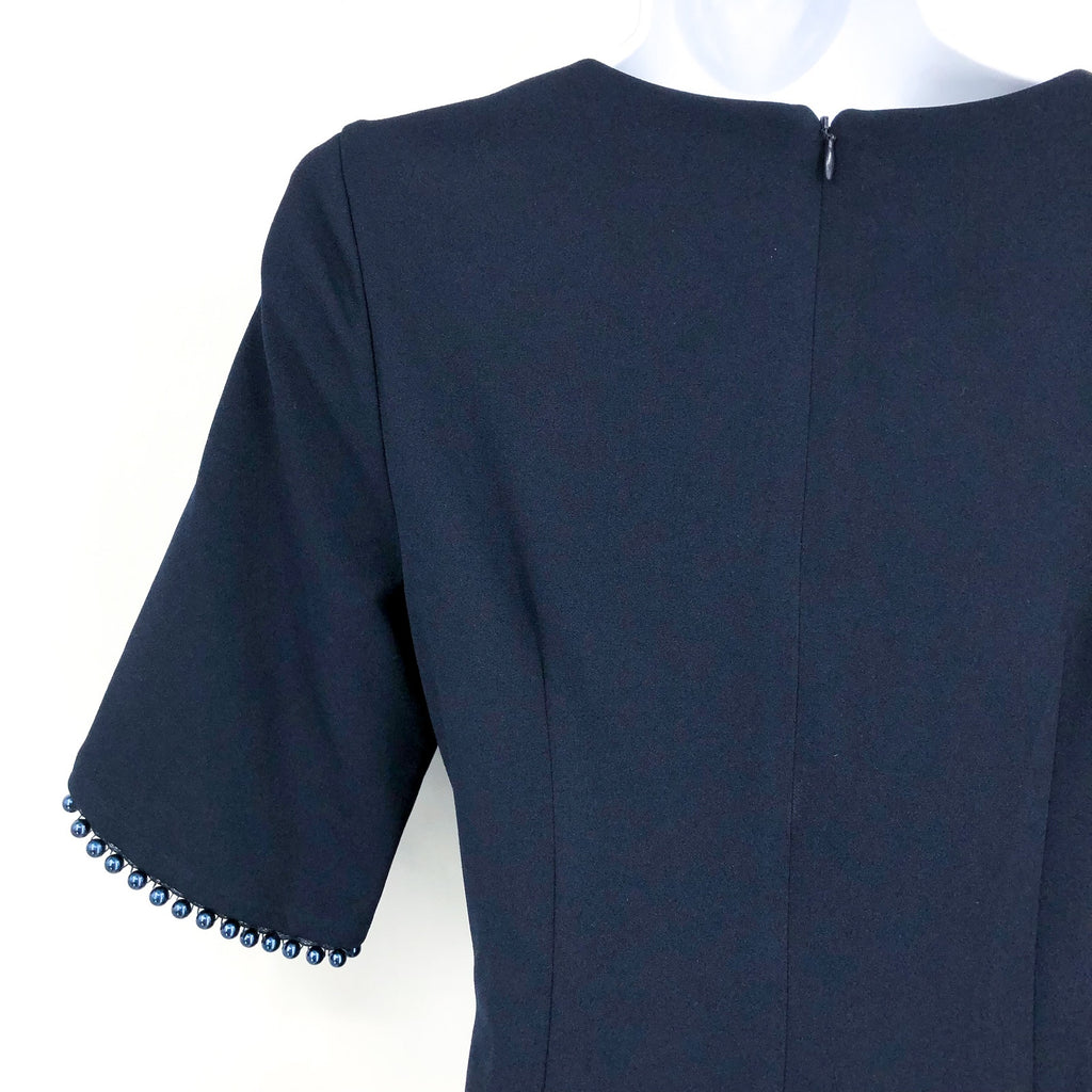 ADRIANA PAPELL Tulip Sleeve Column Gown Size 6 Navy Blue Midnight Pearl NWOT