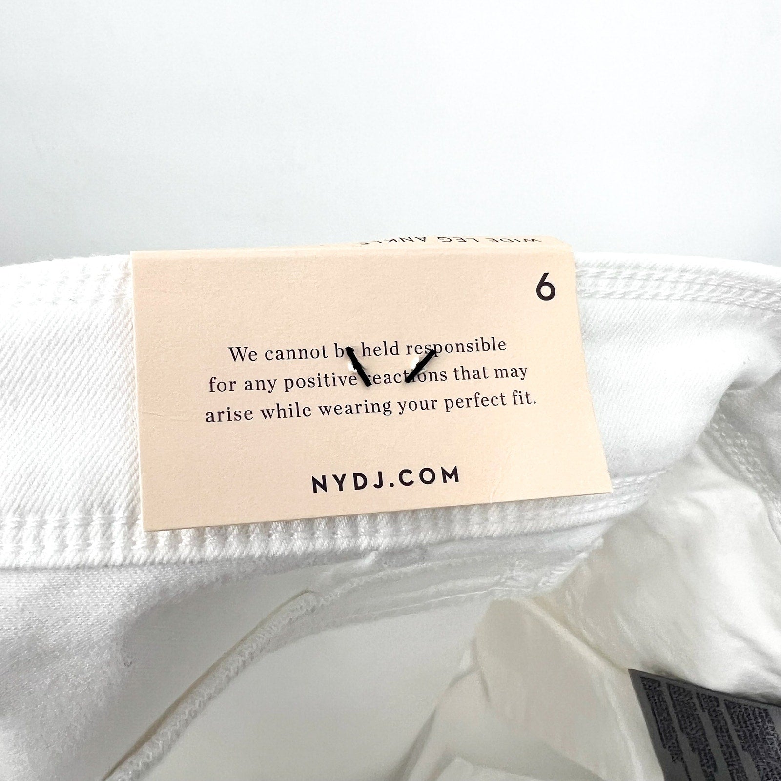NYDJ Women's Mona Wide Leg Trouser Ankle Jeans Size 6 Optic White Denim NWT