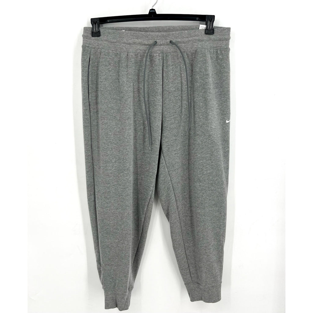NIKE Womens Dri-Fit One 7/8 French Terry Joggers 1X Grey Sweatpants NWT