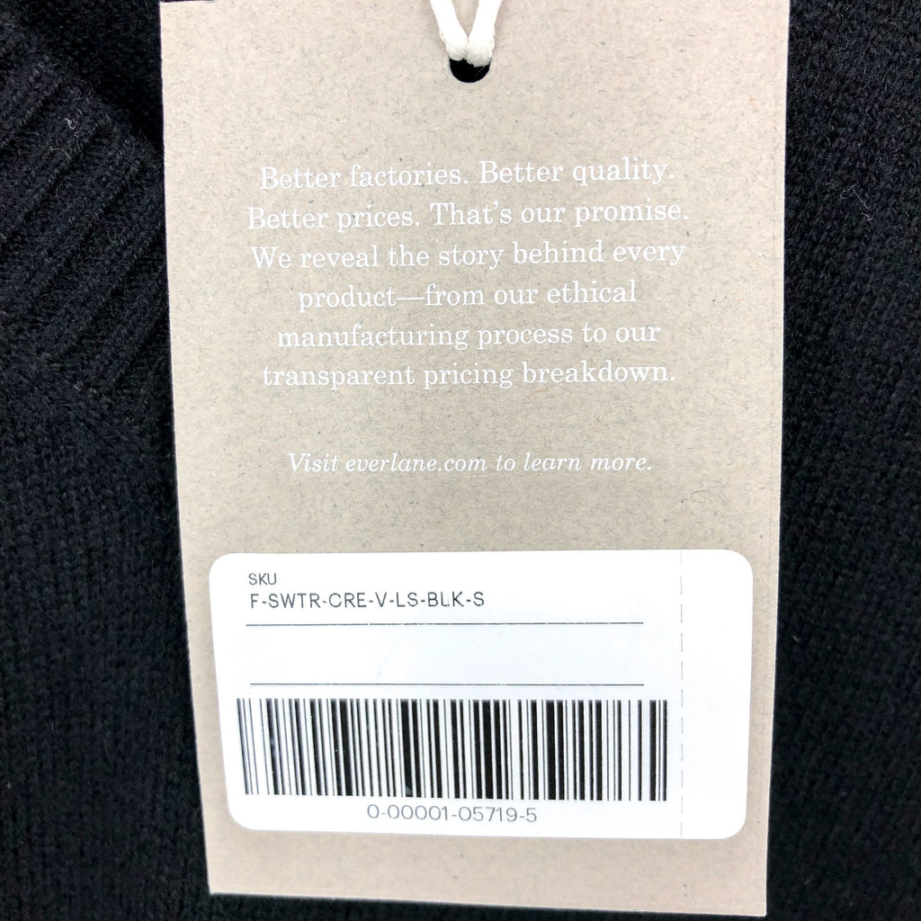 Everlane Womens The Classic V Cashmere Sweater Small Black Long Sleeve NWT