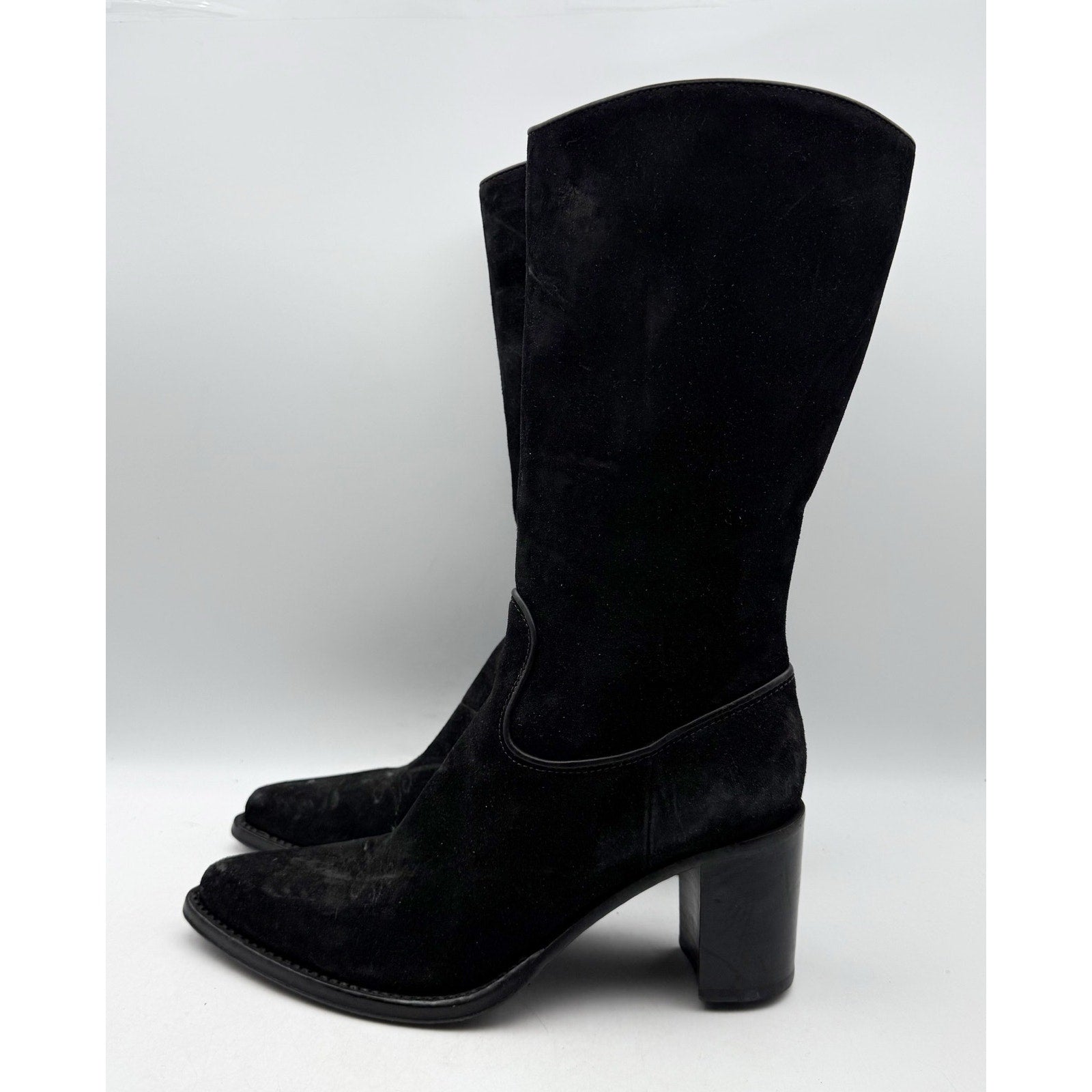 RE/DONE Womens 90s Western Knee High Boots EU 40 US 10 Black Suede EUC