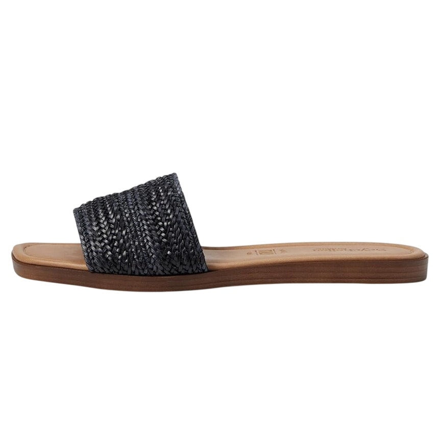 Seychelles Womens Palms Perfection Slide Sandals Size 10 Black Raffia Flats NWOB